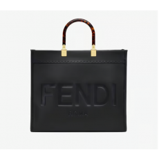 FENDI 펜디 선샤인 블랙 레더 쇼퍼 백 미디움