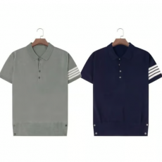 THOM BROWNE 톰브라운 완장 카라 울 반팔니트