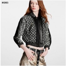 루* 모노그램 데님 레더 봄버 자켓