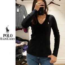 POLO 폴로 자수 브이넥 긴팔 티셔츠