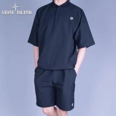 STONEISLAND 스톤아일랜드 시어서커 헨리넥 반바지 셋업