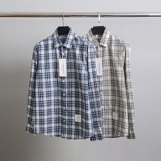 THOM BROWNE 톰브라운 린넨 목삼선 체크 셔츠
