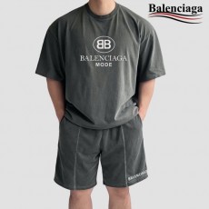 BALENCIAGA 발렌시아가 모드로고 피그먼트워싱 반팔 반바지 셋업
