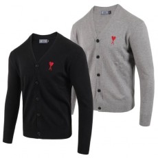 AMI 아미 레드자수 울 니트 가디건