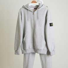 STONEISLAND 스톤아일랜드 엠브로이드 기모 후드 풀집업 자켓 & 기모 카고 조거 팬츠 셋