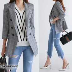 THOM BROWNE 톰브라운 Glen Check Linen Blazer