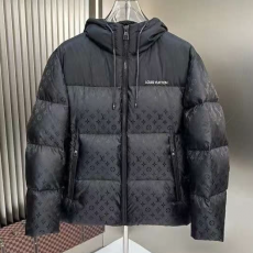 LOUIS VUITTON 루이비통 모노그램 로고 레더 후드 패딩