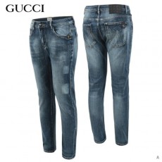 GUCCI 구찌 벌 프린팅 레더탭 워싱 청바지