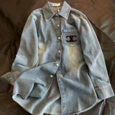 셀** 23FW 로고 빈티지 헤링본 데님셔츠 - 수입 (여성)