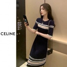 셀** 모아르 배색 니트 원피스