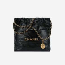 샤* 22 스몰 핸드백 샤이니 카프스킨 골드/블랙 AS3261 B08038 94305 ㅡ 스몰