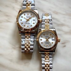 로** 데이저스트 텐포인트 실버다이얼 콤비 커플 쿼츠