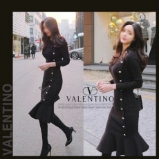 발*** 버튼 롱 니트 원피스