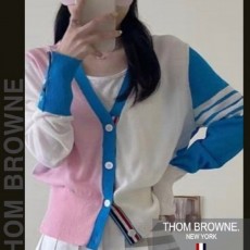 톰* 핑크블루 배색 니트 가디건(9880)