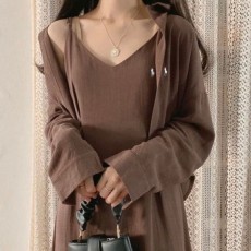 폴* 린넨 셔츠 원피스 투피스 세트