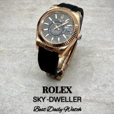 로** 최신상 스카이드월러 에버로즈 골드 딥그레이 다이얼 오토무브