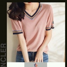 멀티 칼라 브이넥 반팔 니트 (1554)