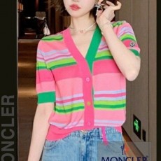 핑크 그린 단추 반팔 니트 가디건 (8684)