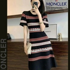 레드 패턴 짜임 반팔 니트 원피스(8689)