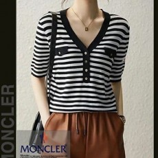 배색 와이넥 ST 반팔 니트 (8789)