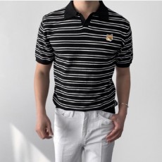 메* 키츠네 하프 스트라이프 반팔니트