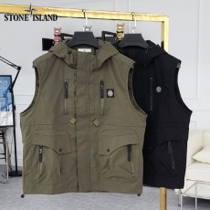 사각패치 후드 지퍼 조끼