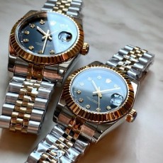 로** 데이저스트 텐포인트 블랙다이얼 콤비 커플 쿼츠