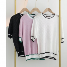 LOUIS VUITTON 루이비통 모노그램 여성 라인 반팔 니트