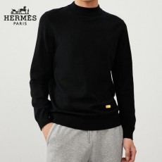 HERMES 에르메스블럭 패치 캐시 하프넥 니트