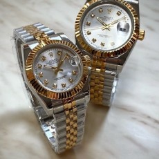 로** 데이저스트 텐포인트 실버다이얼 콤비 커플 쿼츠