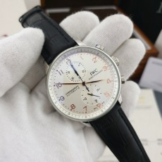 I** 포르투기스 흰판 골드핸즈 은장 가죽밴드 시계