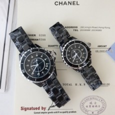 샤* J12 은장 보석 블랙 세라믹밴드 시계 -커플-