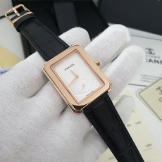 샤* 보이프랜드 흰판 금장 가죽밴드 시계