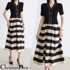 CHRISTIAN DIOR 크리스찬디올 Knit top stripe printing skirt dress