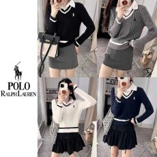 POLO 폴로 배색 카라 꽈배기니트