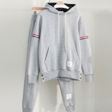 톰* 남여공용 스트라이프 암 밴드 기모 후디 & 4-바 기모 조거 팬츠 셋