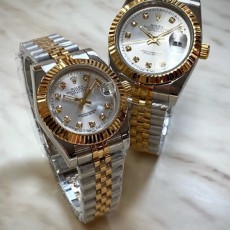 로** 데이저스트 텐포인트 실버다이얼 콤비 커플 쿼츠