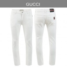 GUCCI 구찌 레더탭 스틸로고 화이트 슬림진