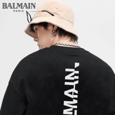 BALMAIN 발망 맥시 로고 프린트 코튼 티셔츠