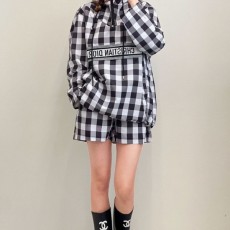 디* 여성 블랙체크 후드아노락&반바지 셋