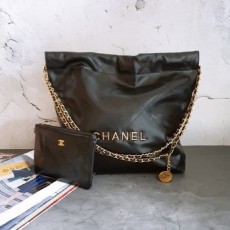 샤* 22 미듐 핸드백 샤이니 카프스킨 골드/블랙